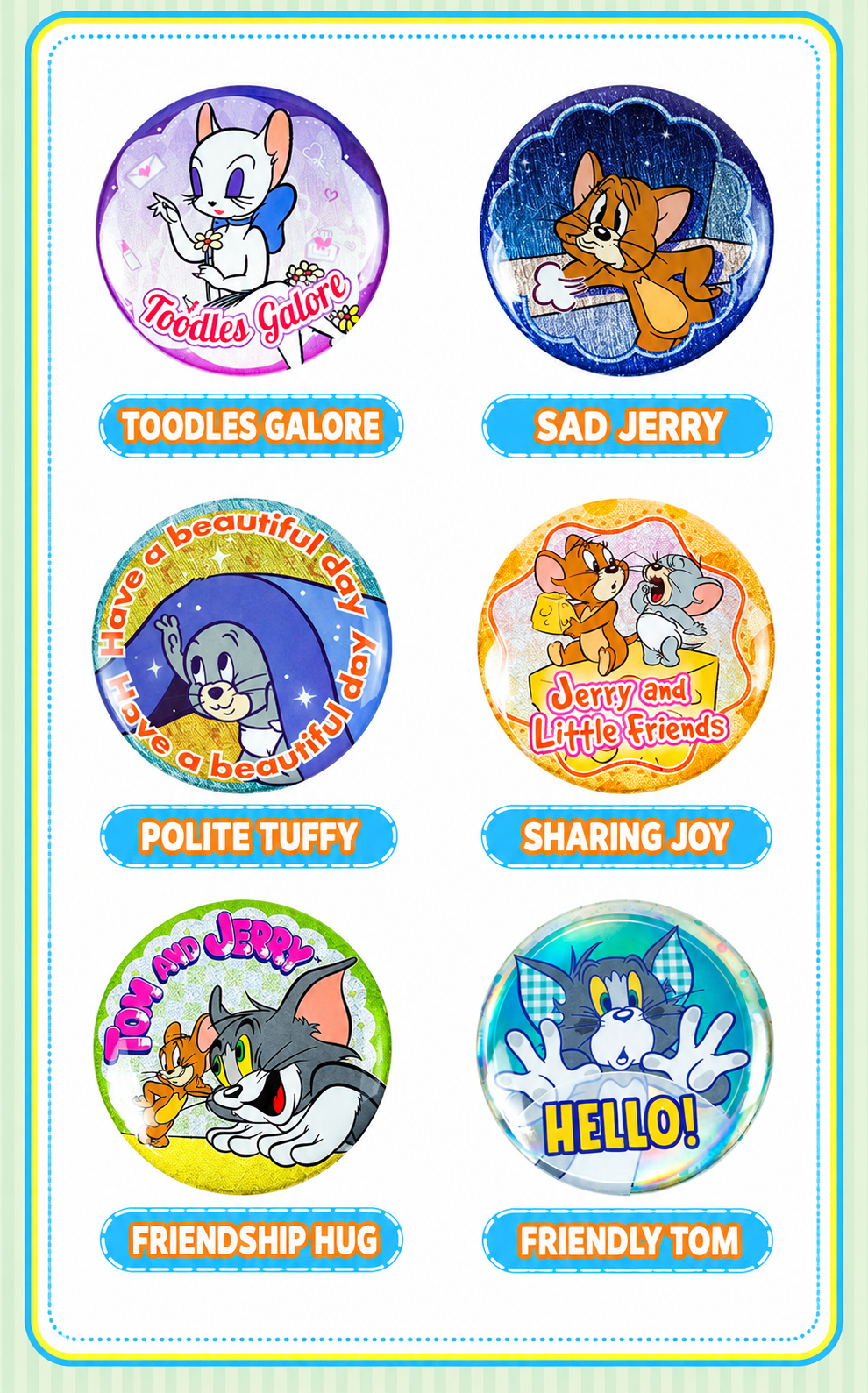 Tom and Jerry Emotional Expression Badge Blind Box – Official Licensed | Warner Bros.