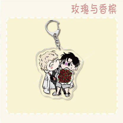 Keychain - Roses and Champagne 60mm