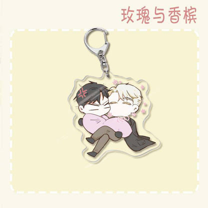 Keychain - Roses and Champagne 60mm