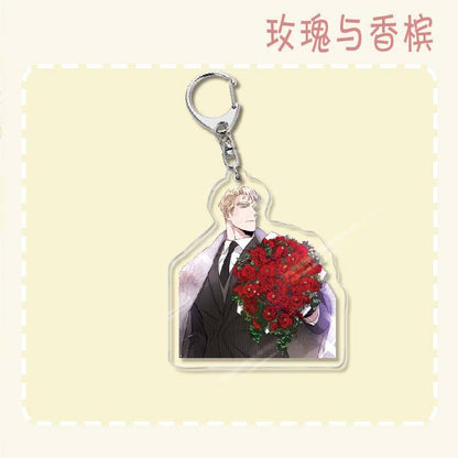 Keychain - Roses and Champagne 60mm
